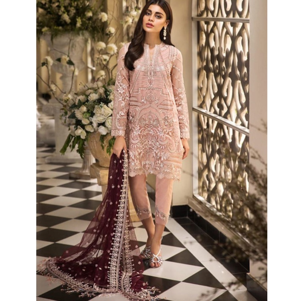Anaya Kiran Chaudhry Pakistani Chiffon Pink suit